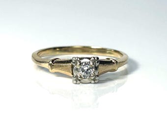 Art Deco Transitional Cut Diamond in 14K Yellow Gold