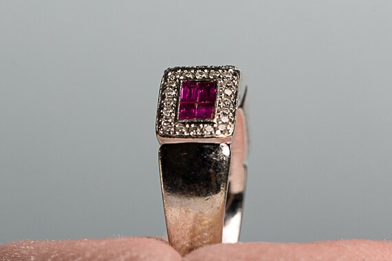 EFFY Ruby Diamond Wide Band Heavy in 14K White Go… - image 7