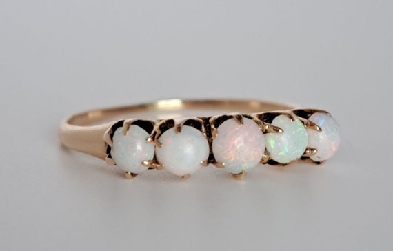 Antique Opal Band in 10K Yellow Gold Victorian Op… - image 3