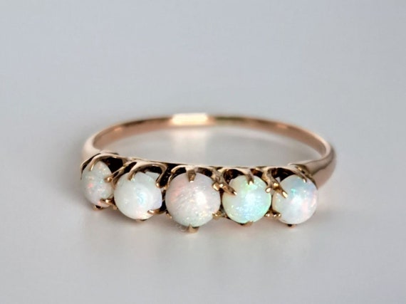 Antique Opal Band in 10K Yellow Gold Victorian Op… - image 6