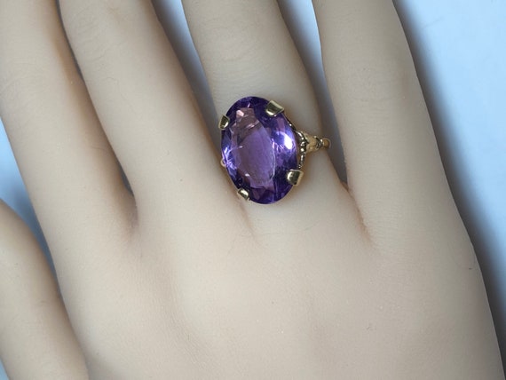 Antique Art Nouveau Amethyst Ring in 14K Yellow G… - image 4