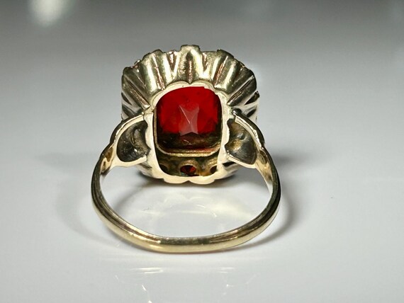 Victorian Bezel Mount Ruby Paste Ring in 10K Yell… - image 8