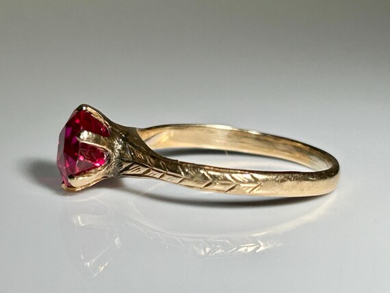 Antique Cathedral Mount Round Ruby Solitaire Ring… - image 10