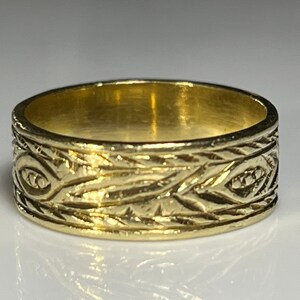 Wide 18K Gold Band with Engraving