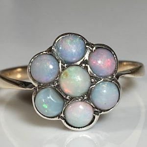 Victorian Opal Daisy Ring in 9K Yellow Gold Size 5 1/2