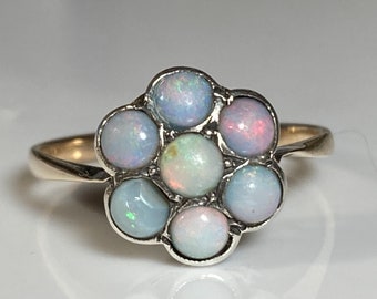 Victorian Opal Daisy Ring in 9K Yellow Gold