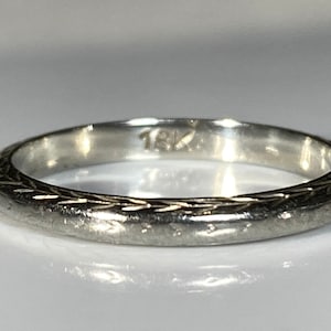 Antique Art Deco 18K White Gold Band Size 5 1/2