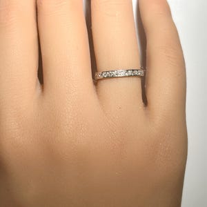 Art Deco Platinum Mine Cut Diamond Eternity Band with Engraving image 10