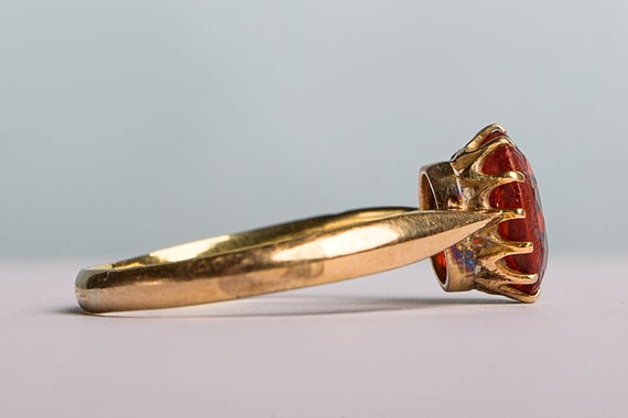 Antique 18K Gold Crown Mount Ruby Paste Ring Vict… - image 3