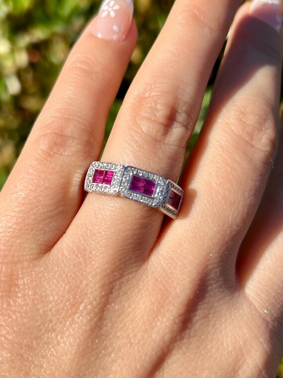 EFFY Ruby Diamond Wide Band Heavy in 14K White Go… - image 10