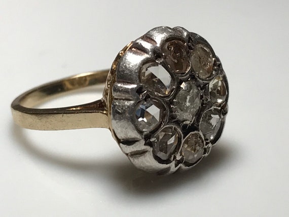 Heavy Georgian Rose Cut Diamond Engagement Ring i… - image 5