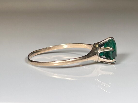 Victorian Round Cut Emerald Paste Solitaire Ring … - image 12
