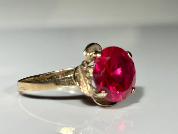 Antique Large Ruby Rosebud Ring Victorian Era in … - image 10