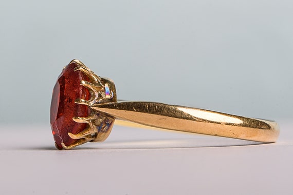 Antique 18K Gold Crown Mount Ruby Paste Ring Vict… - image 2