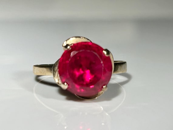Antique Large Ruby Rosebud Ring Victorian Era in … - image 8