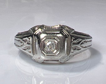 Art Deco Diamant im Minenschliff, 750er Weißgold