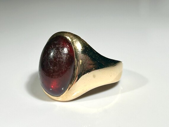 Victorian Ruby Paste Cabochon Gypsy Ring in 14K Y… - image 15