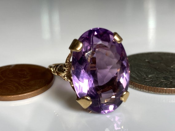 Antique Art Nouveau Amethyst Ring in 14K Yellow G… - image 9