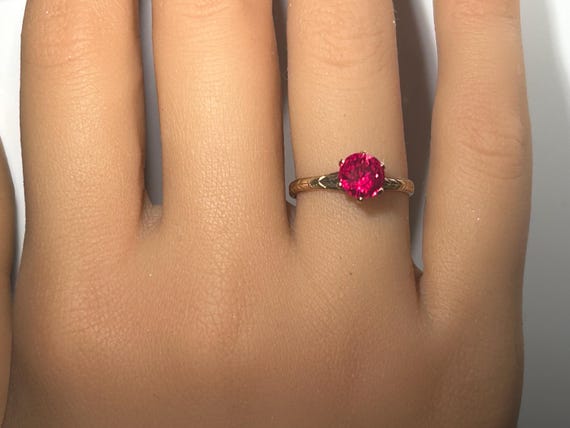 Antique Cathedral Mount Round Ruby Solitaire Ring… - image 14