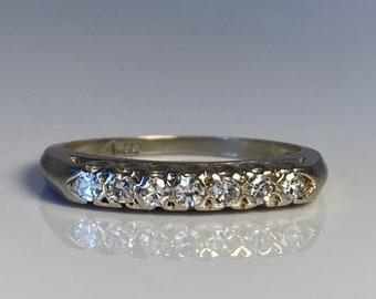 Antique Art Deco Diamond Band in 14K White Gold