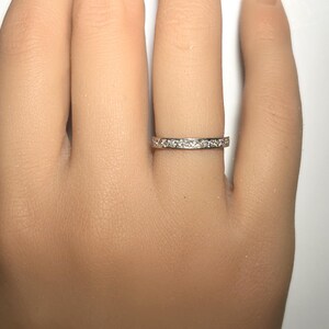 Art Deco Platinum Mine Cut Diamond Eternity Band with Engraving image 4