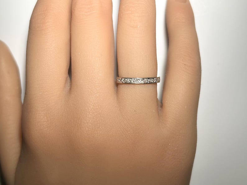 Art Deco Platinum Mine Cut Diamond Eternity Band with Engraving image 4