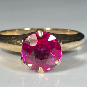 Antique JR Wood 1.24ct Ruby Solitaire Ring Victorian Era in 14K Yellow Gold