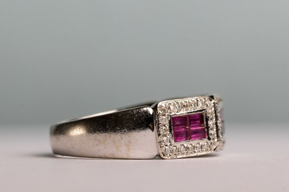 EFFY Ruby Diamond Wide Band Heavy in 14K White Go… - image 4