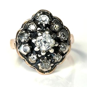 Antique Georgian Rose Cut Diamond Ring in 14K Yellow Gold