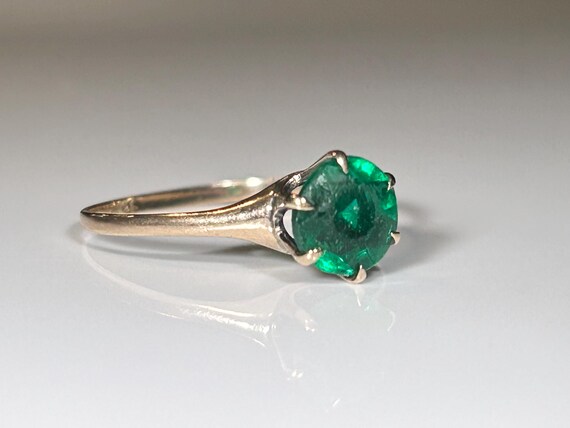 Victorian Round Cut Emerald Paste Solitaire Ring … - image 11