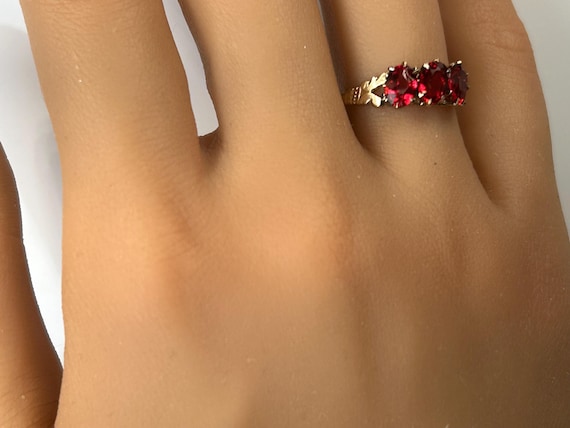 Victorian Ruby Paste Past Present Future Ring in … - image 8