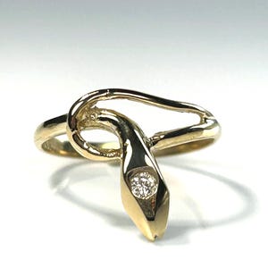 Vintage Diamond Snake Ring in 10K Yellow Gold