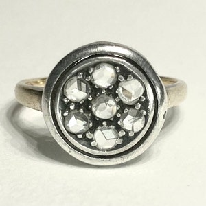 Antique Rose Cut Diamond Cluster Ring in 14K Yellow Gold Georgian era