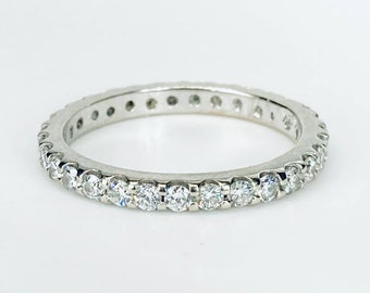 Vintage 2mm Natural Diamond Full Eternity Band in 14K White Gold