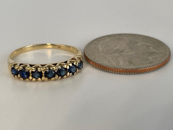 Antique Sapphire Band in 14K Yellow Gold - image 5