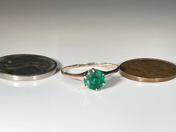 Victorian Round Cut Emerald Paste Solitaire Ring … - image 13