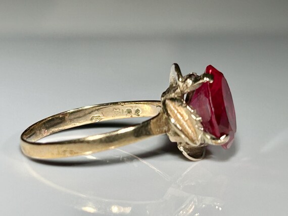 Antique Large Ruby Rosebud Ring Victorian Era in … - image 12