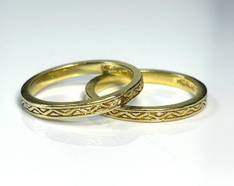 Vintage Hidalgo 18K Gold Engraved Stacking Band