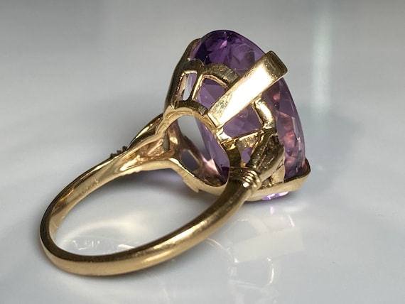 Antique Art Nouveau Amethyst Ring in 14K Yellow G… - image 7