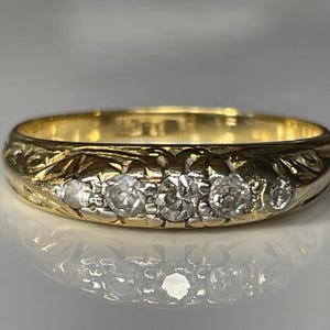 Victorian Mine Cut Diamond Bridge ring in 18K Yellow Gold