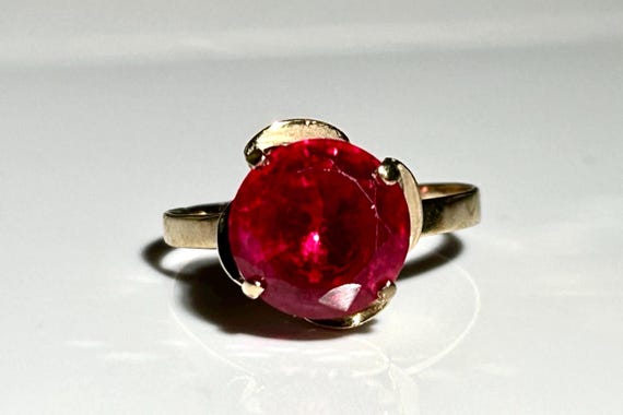 Antique Large Ruby Rosebud Ring Victorian Era in … - image 4