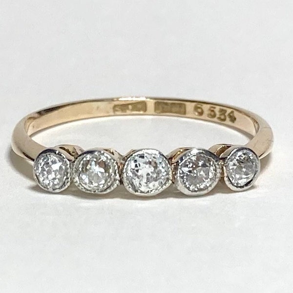 Reserved for M - Please do not buy - Antique Mine Cut Diamond Band in 18K Yellow Gold and Platinum Ring