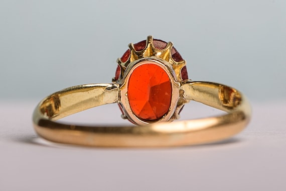 Antique 18K Gold Crown Mount Ruby Paste Ring Vict… - image 4