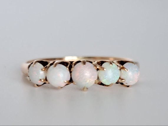 Antique Opal Band in 10K Yellow Gold Victorian Op… - image 8