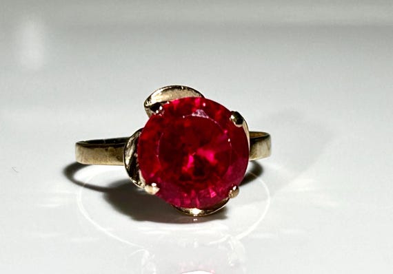 Antique Large Ruby Rosebud Ring Victorian Era in … - image 16