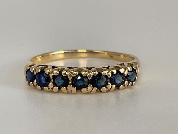 Antique Sapphire Band in 14K Yellow Gold - image 1