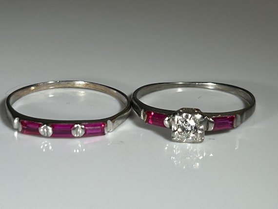 Art Deco Transitional Cut Diamond Ruby Baguette R… - image 10
