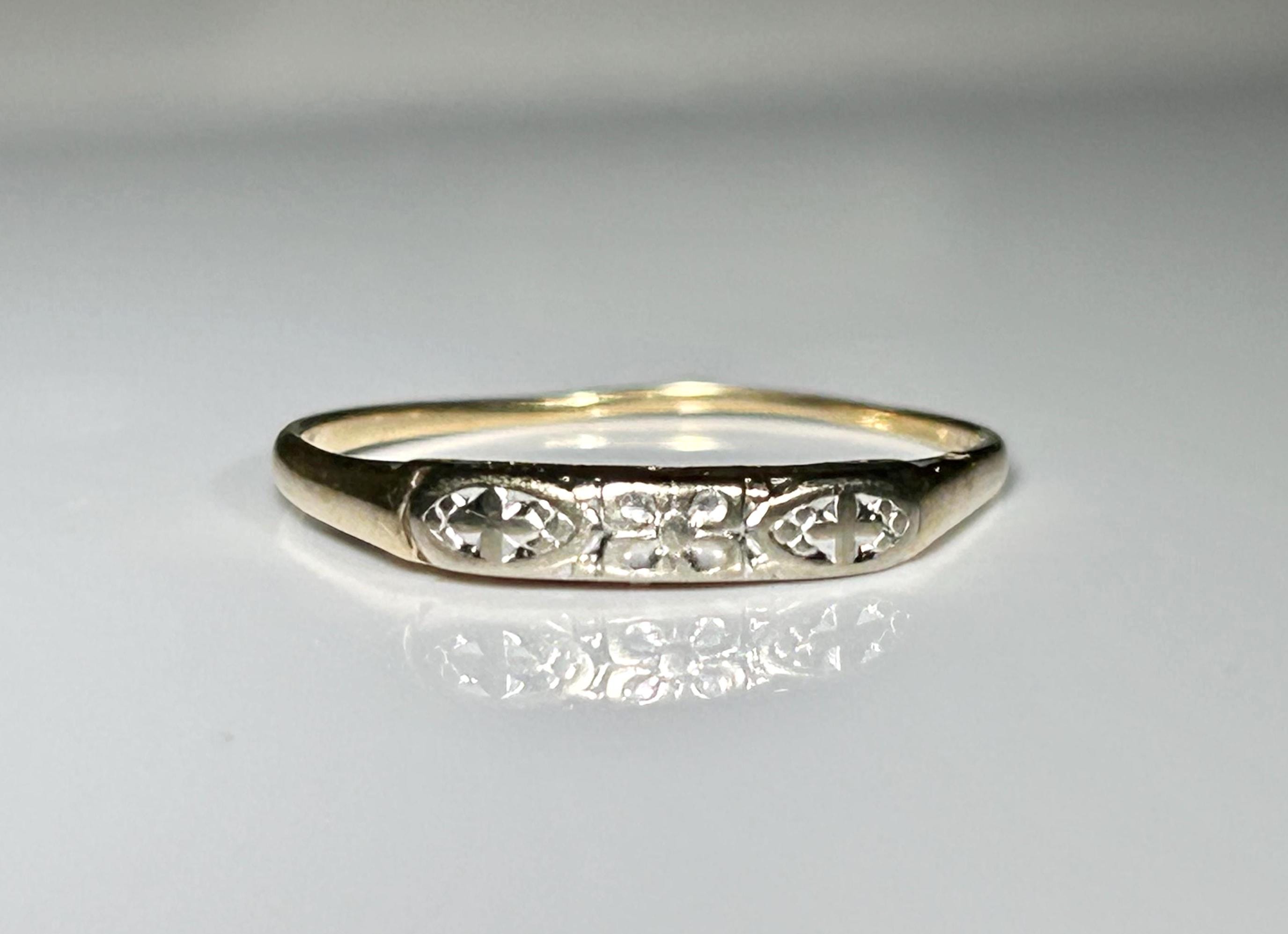 Reserved for M - Antique Blossom and Cross Ring in 14K Yellow Gold 