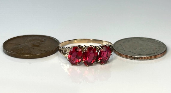 Victorian Ruby Paste Past Present Future Ring in … - image 6