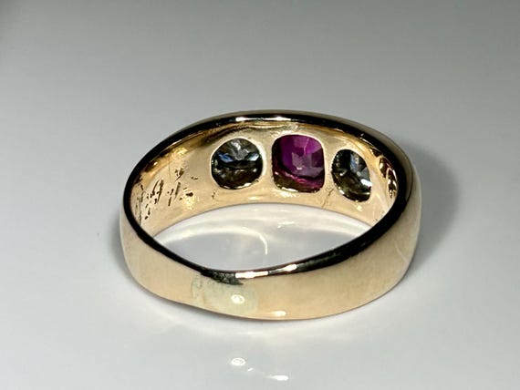 Heavy Antique Dated 1893 Ruby Mine Cut Diamond Gy… - image 4